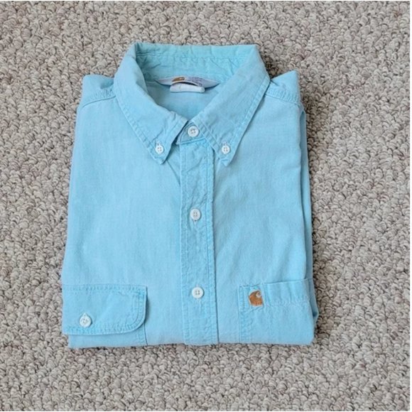 Carhartt men's button down blue long sleeves shirt size XL - Picture 8 of 8